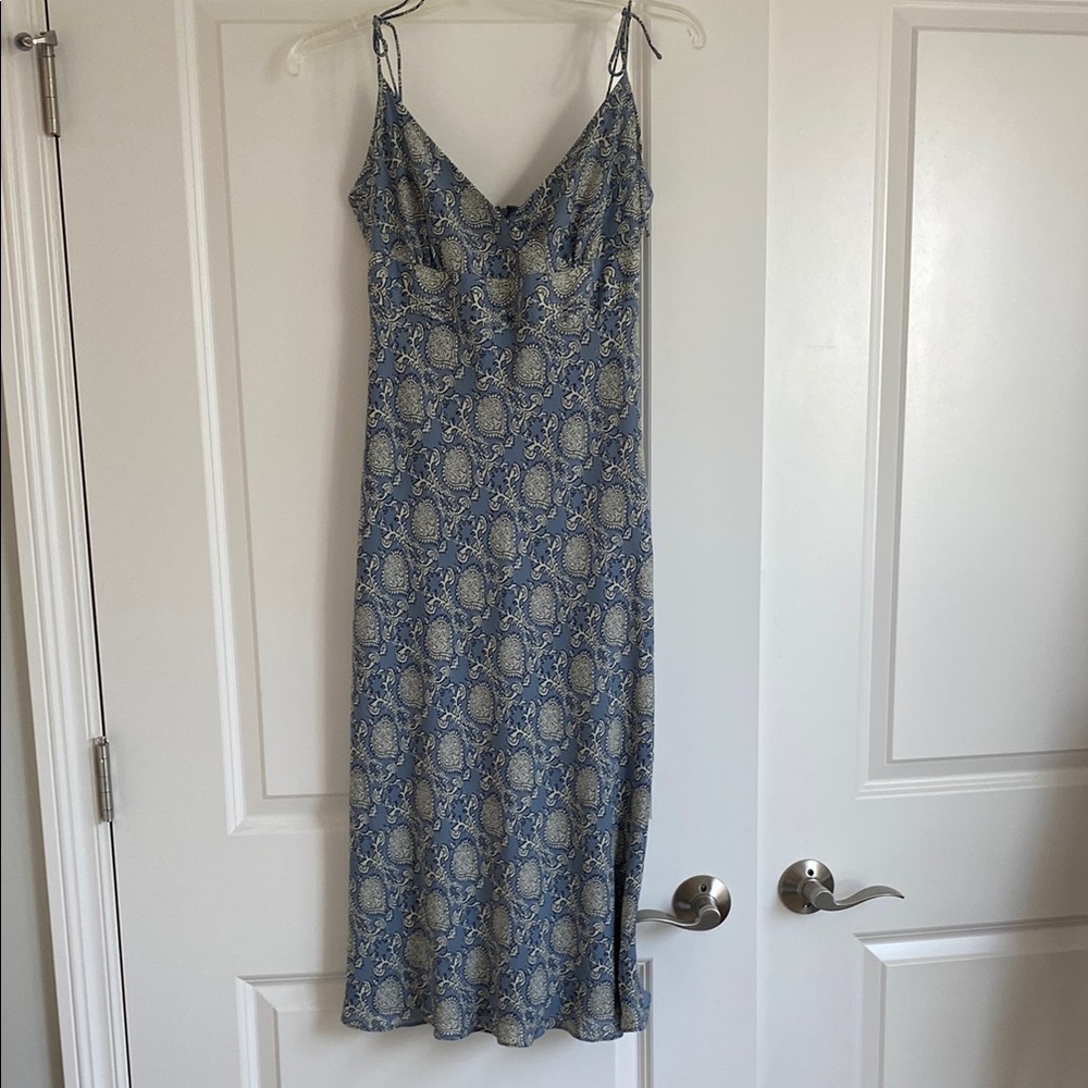 J. Crew Blue and Cream Midi Dress